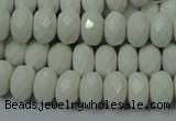 CAG715 15.5 inches 6*10mm faceted rondelle white agate gemstone beads