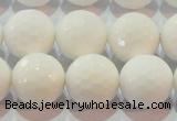 CAG7186 15.5 inches 16mm faceted round white agate gemstone beads