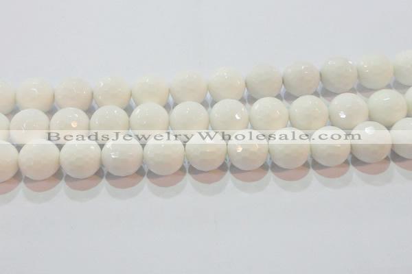 CAG7187 15.5 inches 18mm faceted round white agate gemstone beads