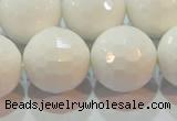 CAG7188 15.5 inches 20mm faceted round white agate gemstone beads