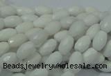 CAG720 15.5 inches 6*8mm faceted rice white agate gemstone beads