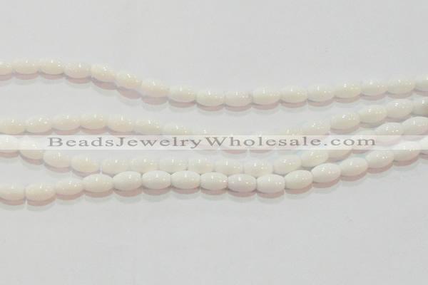 CAG7201 15.5 inches 6*9mm rice white agate gemstone beads