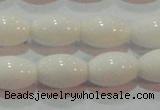 CAG7202 15.5 inches 8*12mm rice white agate gemstone beads