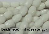 CAG721 15.5 inches 8*10mm faceted rice white agate gemstone beads