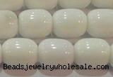 CAG7211 15.5 inches 10*12mm drum white agate gemstone beads