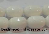 CAG7212 15.5 inches 10*14mm drum white agate gemstone beads