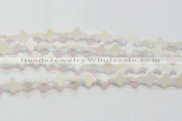 CAG7218 15.5 inches 12*12mm flower white agate gemstone beads