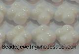 CAG7221 15.5 inches 14*14mm carved flower white agate gemstone beads