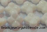 CAG7222 15.5 inches 16*16mm carved flower white agate gemstone beads