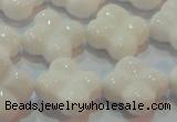 CAG7223 15.5 inches 18*18mm carved flower white agate gemstone beads