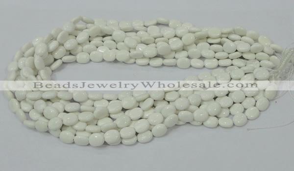 CAG723 15.5 inches 8*10mm oval white agate gemstone beads wholesale