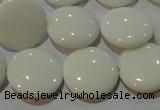 CAG7251 15.5 inches 10mm flat round white agate gemstone beads