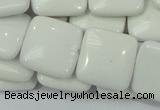 CAG726 15.5 inches 20*20mm square white agate gemstone beads