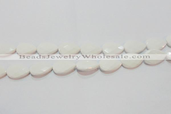 CAG7266 15.5 inches 13*18mm faceted flat teardrop white agate beads