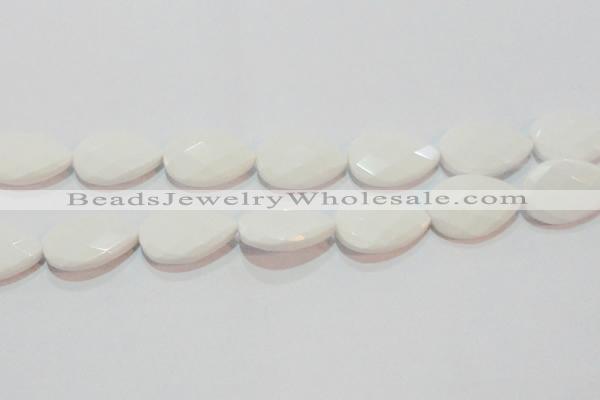 CAG7268 15.5 inches 18*25mm faceted flat teardrop white agate beads