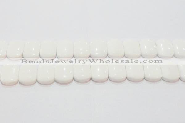 CAG7275 15.5 inches 18*25mm rectangle double drilled white agate beads