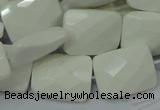 CAG728 15.5 inches 18*25mm twisted faceted rectangle white agate beads