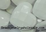 CAG729 15.5 inches 30*30mm faceted heart white agate beads