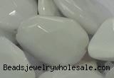 CAG730 15.5 inches 20*30mm faceted freeform white agate beads