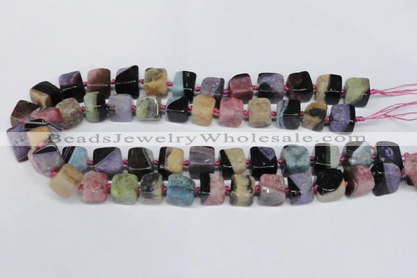 CAG7379 15.5 inches 11*12mm - 12*13mm cube dragon veins agate beads