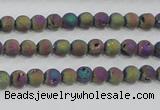 CAG7448 15.5 inches 4mm round plated druzy agate beads wholesale