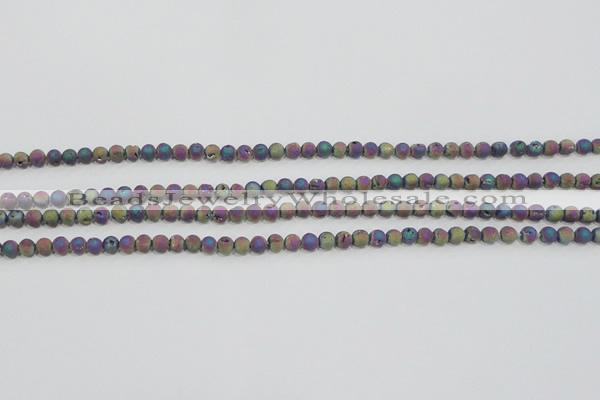 CAG7448 15.5 inches 4mm round plated druzy agate beads wholesale