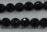 CAG7451 15.5 inches 6mm faceted round matte black agate beads