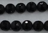 CAG7452 15.5 inches 8mm faceted round matte black agate beads