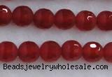 CAG7456 15.5 inches 6mm faceted round matte red agate beads