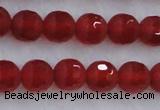 CAG7457 15.5 inches 8mm faceted round matte red agate beads