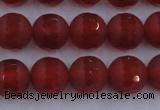 CAG7458 15.5 inches 10mm faceted round matte red agate beads