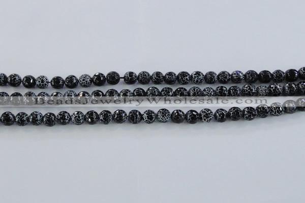 CAG7601 15.5 inches 6mm faceted round frosted agate beads wholesale