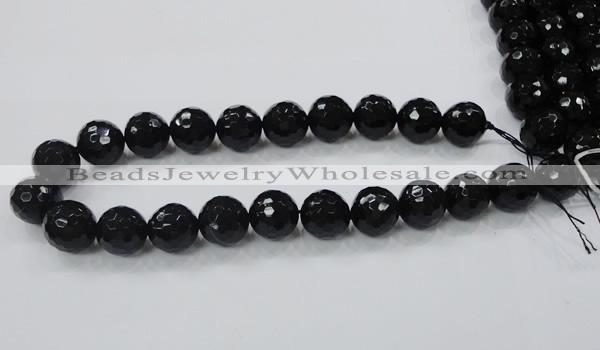 CAG7853 15.5 inches 20mm faceted round black agate beads wholesale