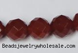 CAG7863 15.5 inches 16mm faceted round red agate beads wholesale