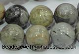 CAG7868 15.5 inches 18mm round silver needle agate beads