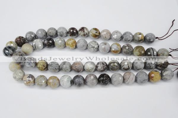 CAG7871 15.5 inches 16mm faceted round silver needle agate beads