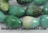 CAG7879 15.5 inches 13*18mm faceted teardrop grass agate beads