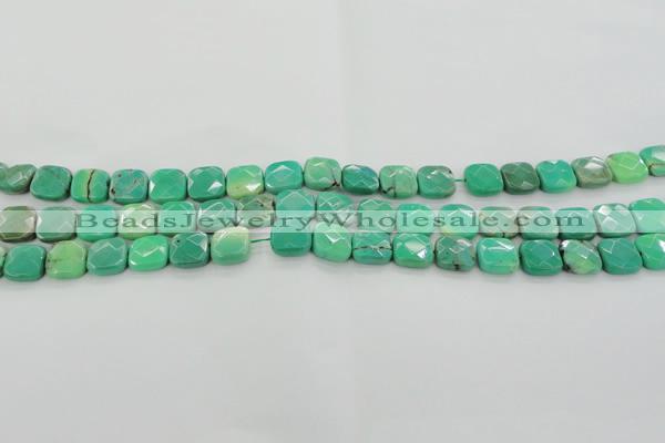 CAG7910 15.5 inches 10*10mm faceted square grass agate beads