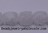 CAG7945 7.5 inches 8*10mm oval plated white druzy agate beads