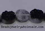 CAG7951 7.5 inches 8*10mm oval plated white druzy agate beads