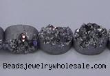 CAG7953 7.5 inches 8*10mm oval plated white druzy agate beads