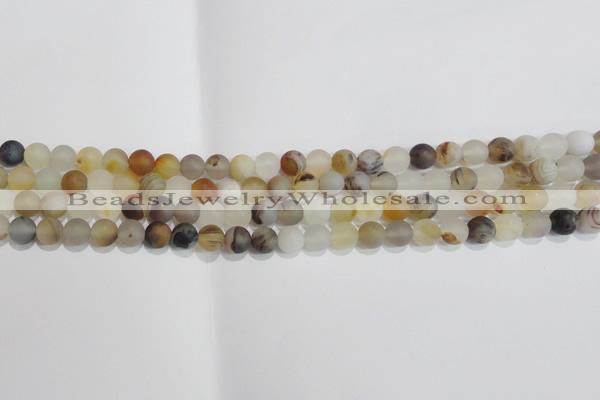 CAG8010 15.5 inches 4mm round matte Montana agate gemstone beads