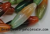 CAG811 15.5 inches 12*40mm rice rainbow agate gemstone beads