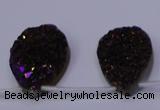 CAG8115 Top drilled 12*16mm teardrop purple plated druzy agate beads