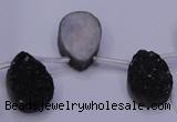 CAG8117 Top drilled 12*16mm teardrop black plated druzy agate beads