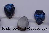 CAG8126 Top drilled 15*20mm teardrop blue plated druzy agate beads