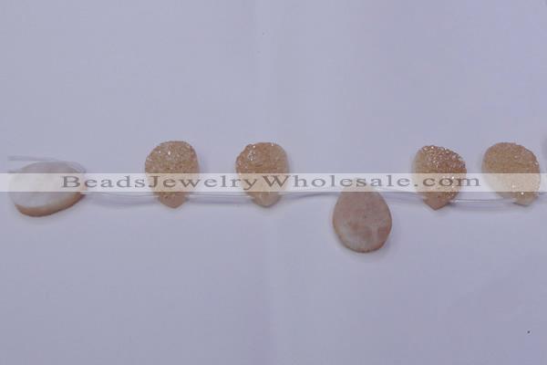 CAG8131 Top drilled 18*25mm teardrop champagne plated druzy agate beads