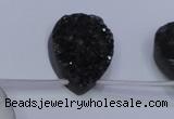 CAG8137 Top drilled 18*25mm teardrop black plated druzy agate beads