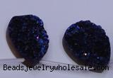 CAG8146 Top drilled 30*40mm teardrop blue plated druzy agate beads