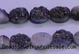 CAG8154 7.5 inches 10*14mm oval rainbow plated druzy agate beads